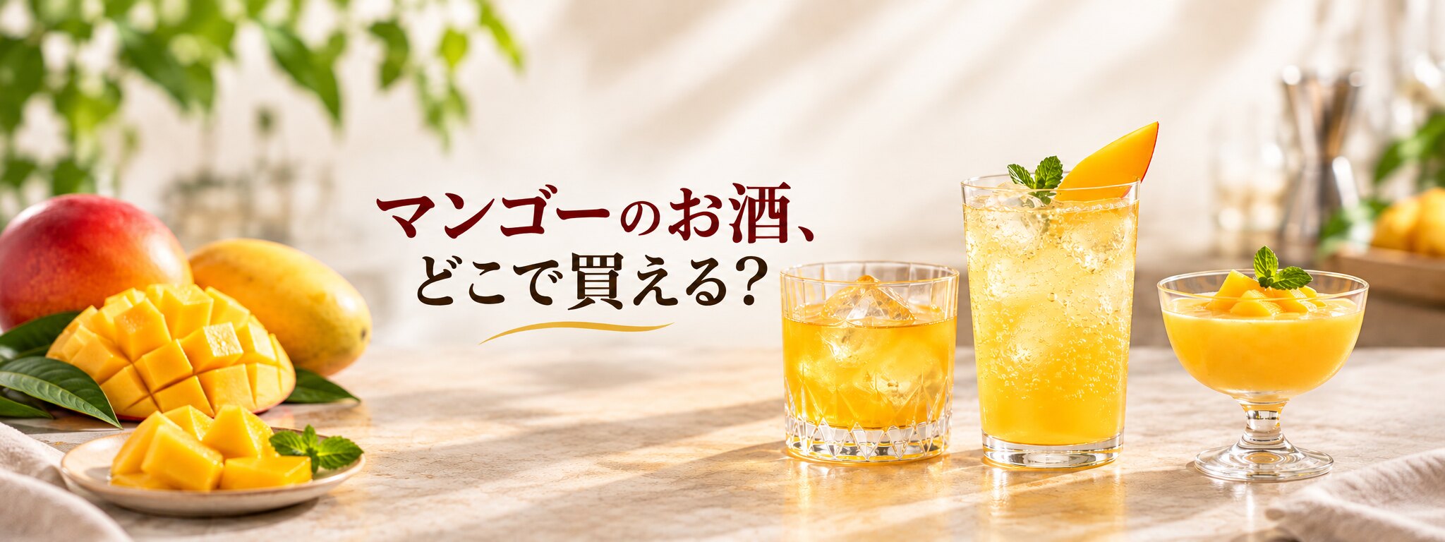 マンゴーとマンゴーリキュールの飲み方を並べたアイキャッチ画像